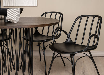 Venture Home & Furniture Fashion Dyrön & Stone Matstolar 2-pack Svart + Runda Matbord ⌀120 Mocca