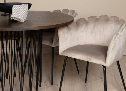 Furniture Fashion Limhamn & Stone Matstolar Beige + Runda Matbord ⌀120 Mocca