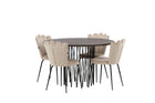 Furniture Fashion Limhamn & Stone Matstolar 2-pack Beige + Runda Matbord ⌀120 Mocca