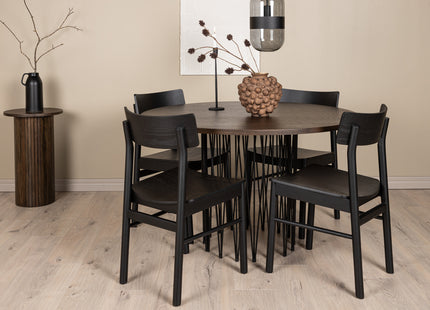 Venture Home & Furniture Fashion Montros & Stone Matstolar 2-pack Svart + Runda Matbord ⌀120 Mocca