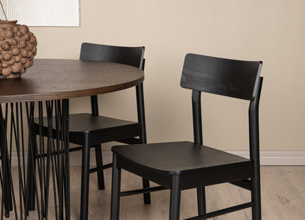 Venture Home & Furniture Fashion Montros & Stone Matstolar 2-pack Svart + Runda Matbord ⌀120 Mocca