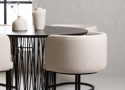 Furniture Fashion Stone & Simrishamn Runda Matbord ⌀120 Mocca + Matstolar Beige