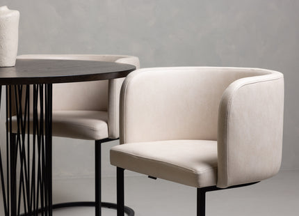 Furniture Fashion Stone & Simrishamn Runda Matbord ⌀120 Mocca + Matstolar Beige