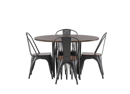 Venture Home & Furniture Fashion Tempe & Stone Matstolar 2-pack Valnöt + Runda Matbord ⌀120 Mocca