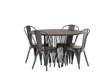 Venture Home & Furniture Fashion Tempe & Stone Matstolar 2-pack Valnöt + Runda Matbord ⌀120 Mocca