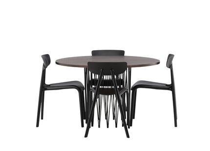 Venture Home & Furniture Fashion Ursholmen & Stone Matstolar 2-pack Svart + Runda Matbord ⌀120 Mocca