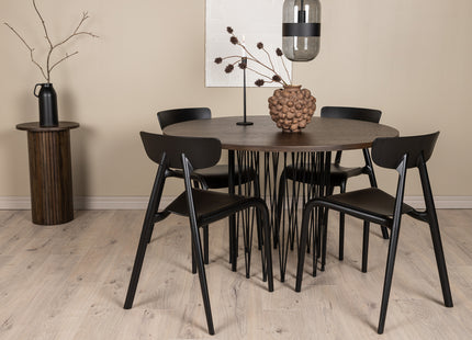 Venture Home & Furniture Fashion Ursholmen & Stone Matstolar 2-pack Svart + Runda Matbord ⌀120 Mocca