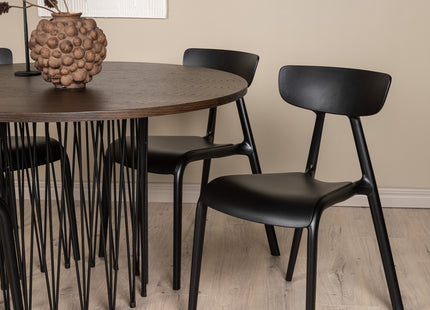 Venture Home & Furniture Fashion Ursholmen & Stone Matstolar 2-pack Svart + Runda Matbord ⌀120 Mocca