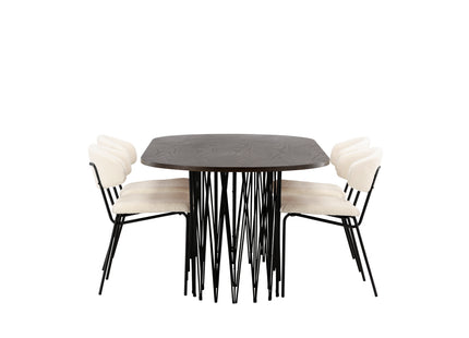Venture Home & Furniture Fashion Chico & Stone Matstolar 2-pack Vit + Ovala Matbord 220 x 100 Mocca