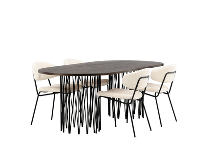 Venture Home & Furniture Fashion Chico & Stone Matstolar 2-pack Vit + Ovala Matbord 220 x 100 Mocca
