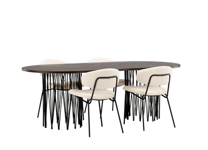 Venture Home & Furniture Fashion Chico & Stone Matstolar 2-pack Vit + Ovala Matbord 220 x 100 Mocca