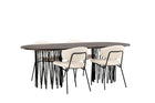 Venture Home & Furniture Fashion Chico & Stone Matstolar 2-pack Vit + Ovala Matbord 220 x 100 Mocca
