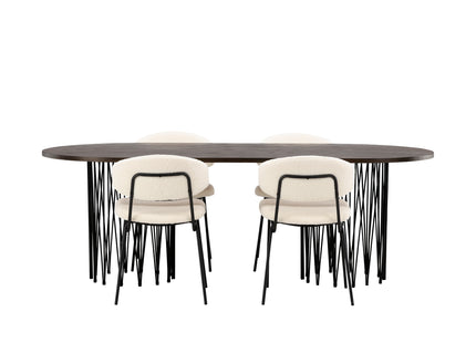 Venture Home & Furniture Fashion Chico & Stone Matstolar 2-pack Vit + Ovala Matbord 220 x 100 Mocca