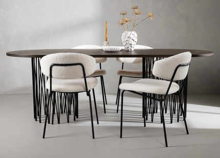 Venture Home & Furniture Fashion Chico & Stone Matstolar 2-pack Vit + Ovala Matbord 220 x 100 Mocca