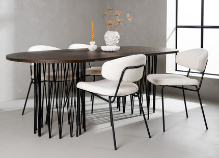 Venture Home & Furniture Fashion Chico & Stone Matstolar 2-pack Vit + Ovala Matbord 220 x 100 Mocca