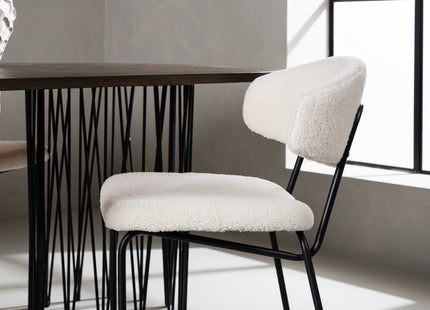 Venture Home & Furniture Fashion Chico & Stone Matstolar 2-pack Vit + Ovala Matbord 220 x 100 Mocca