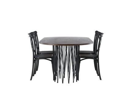 Venture Home & Furniture Fashion Crosett & Stone Matstolar 2-pack Svart + Ovala Matbord 220 x 100 Mocca