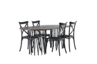 Venture Home & Furniture Fashion Crosett & Stone Matstolar 2-pack Svart + Ovala Matbord 220 x 100 Mocca