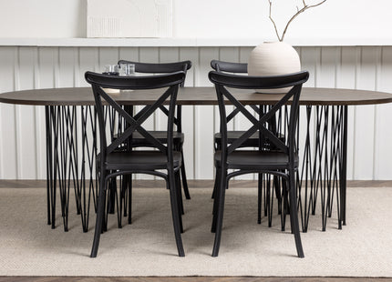 Venture Home & Furniture Fashion Crosett & Stone Matstolar 2-pack Svart + Ovala Matbord 220 x 100 Mocca