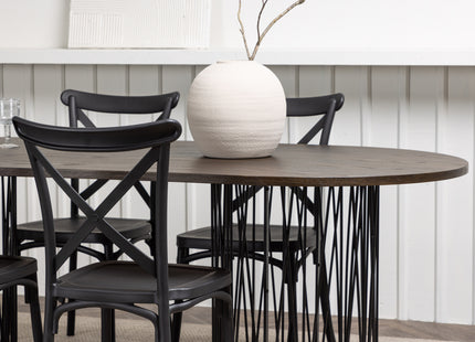 Venture Home & Furniture Fashion Crosett & Stone Matstolar 2-pack Svart + Ovala Matbord 220 x 100 Mocca