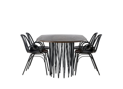 Venture Home & Furniture Fashion Dyrön & Stone Matstolar 2-pack Svart + Ovala Matbord 220 x 100 Mocca