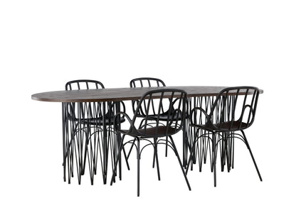 Venture Home & Furniture Fashion Dyrön & Stone Matstolar 2-pack Svart + Ovala Matbord 220 x 100 Mocca