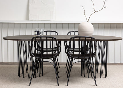 Venture Home & Furniture Fashion Dyrön & Stone Matstolar 2-pack Svart + Ovala Matbord 220 x 100 Mocca