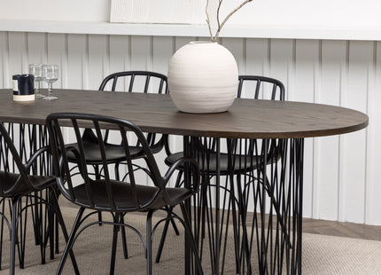 Venture Home & Furniture Fashion Dyrön & Stone Matstolar 2-pack Svart + Ovala Matbord 220 x 100 Mocca