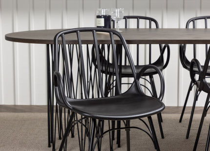 Venture Home & Furniture Fashion Dyrön & Stone Matstolar 2-pack Svart + Ovala Matbord 220 x 100 Mocca