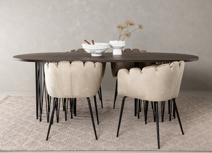 Furniture Fashion Limhamn & Stone Matstolar Beige + Ovala Matbord 220 x 100 Mocca