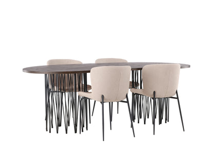 Venture Home & Furniture Fashion Modesto & Stone Matstolar 2-pack Beige + Ovala Matbord 220 x 100 Mocca