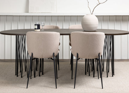 Venture Home & Furniture Fashion Modesto & Stone Matstolar 2-pack Beige + Ovala Matbord 220 x 100 Mocca