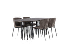 Venture Home & Furniture Fashion Modesto & Stone Matstolar 2-pack Brun + Ovala Matbord 220 x 100 Mocca