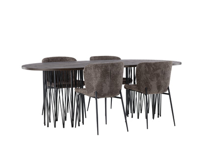 Venture Home & Furniture Fashion Modesto & Stone Matstolar 2-pack Brun + Ovala Matbord 220 x 100 Mocca