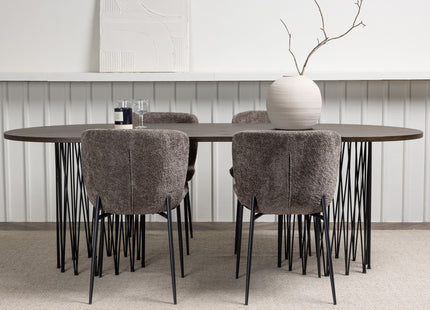 Venture Home & Furniture Fashion Modesto & Stone Matstolar 2-pack Brun + Ovala Matbord 220 x 100 Mocca