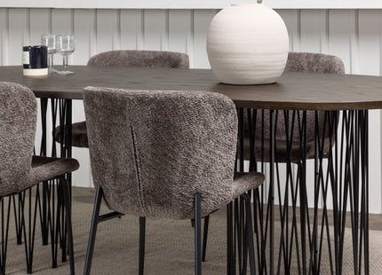 Venture Home & Furniture Fashion Modesto & Stone Matstolar 2-pack Brun + Ovala Matbord 220 x 100 Mocca