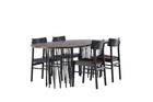 Venture Home & Furniture Fashion Montros & Stone Matstolar 2-pack Svart + Ovala Matbord 220 x 100 Mocca