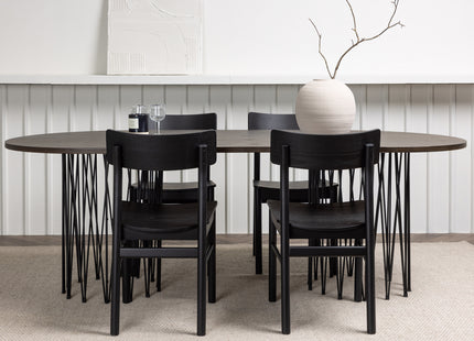 Venture Home & Furniture Fashion Montros & Stone Matstolar 2-pack Svart + Ovala Matbord 220 x 100 Mocca