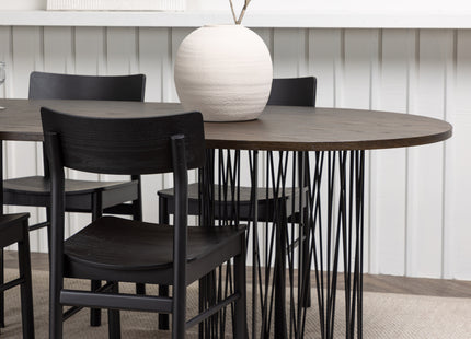 Venture Home & Furniture Fashion Montros & Stone Matstolar 2-pack Svart + Ovala Matbord 220 x 100 Mocca