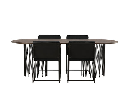 Venture Home & Furniture Fashion Richmond & Stone Matstolar 2-pack Svart + Ovala Matbord 220 x 100 Mocca