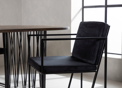 Venture Home & Furniture Fashion Richmond & Stone Matstolar 2-pack Svart + Ovala Matbord 220 x 100 Mocca