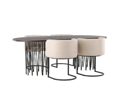 Furniture Fashion Stone & Simrishamn Ovala Matbord 220 x 100 Mocca + Matstolar Beige