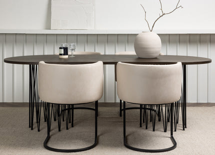Furniture Fashion Stone & Simrishamn Ovala Matbord 220 x 100 Mocca + Matstolar Beige
