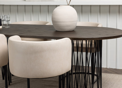 Furniture Fashion Stone & Simrishamn Ovala Matbord 220 x 100 Mocca + Matstolar Beige