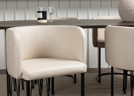 Furniture Fashion Stone & Simrishamn Ovala Matbord 220 x 100 Mocca + Matstolar Beige