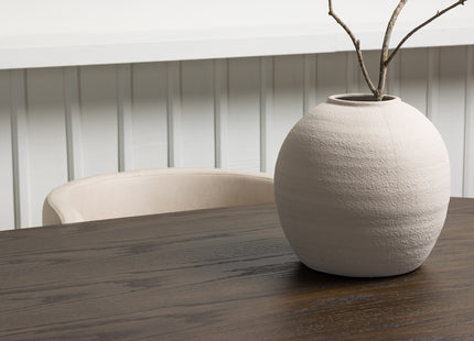 Furniture Fashion Stone & Simrishamn Ovala Matbord 220 x 100 Mocca + Matstolar Beige