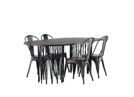 Venture Home & Furniture Fashion Tempe & Stone Matstolar 2-pack Valnöt + Ovala Matbord 220 x 100 Mocca