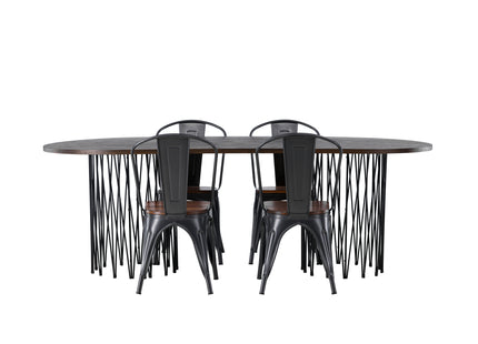 Venture Home & Furniture Fashion Tempe & Stone Matstolar 2-pack Valnöt + Ovala Matbord 220 x 100 Mocca
