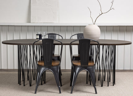 Venture Home & Furniture Fashion Tempe & Stone Matstolar 2-pack Valnöt + Ovala Matbord 220 x 100 Mocca