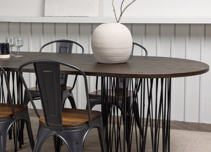 Venture Home & Furniture Fashion Tempe & Stone Matstolar 2-pack Valnöt + Ovala Matbord 220 x 100 Mocca